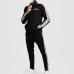 Men Hoodie Tracksuit Black With White Stripes
